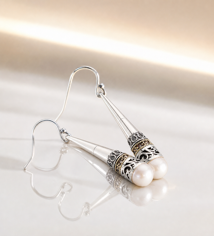 Filigree Pearl Drop Earrings