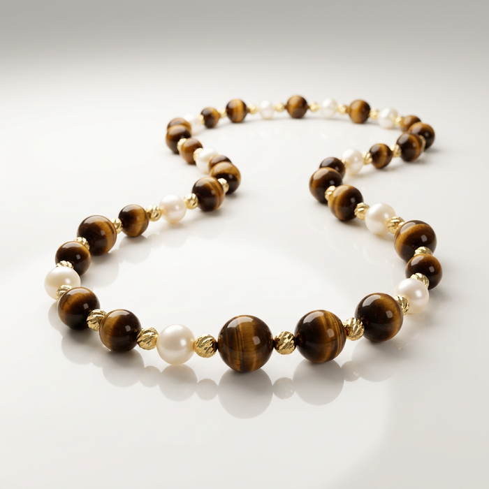 Tiger's Eye & Pearl Necklace