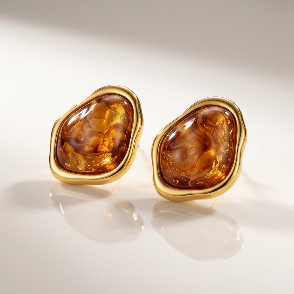 Tigers Amber Studs