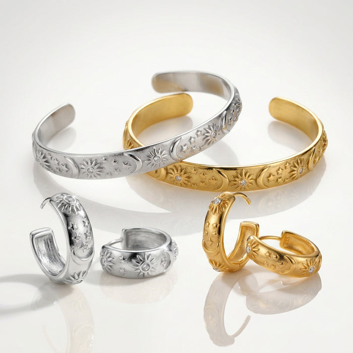 Paved Heritage Bangle & Earring Set