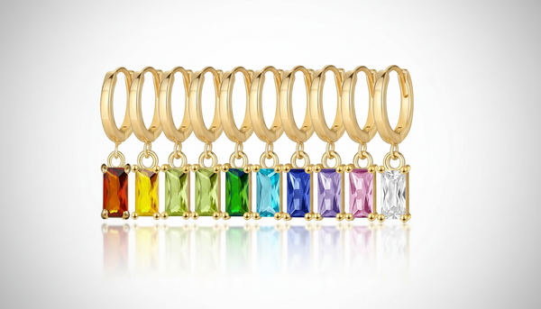 Luna Drop Earrings all birthstone colors studio shot