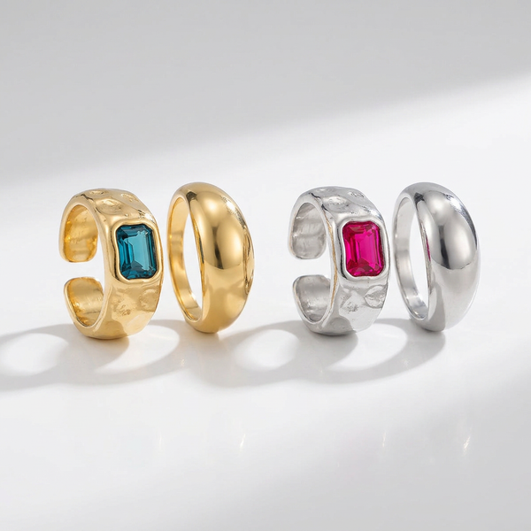 Gemstone Drift Toe Ring studio shot, gold and silver