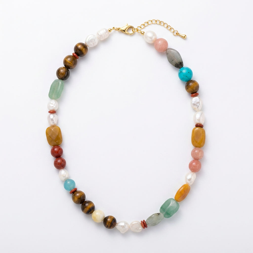 Eclectic Gemstone & Pearl Necklace