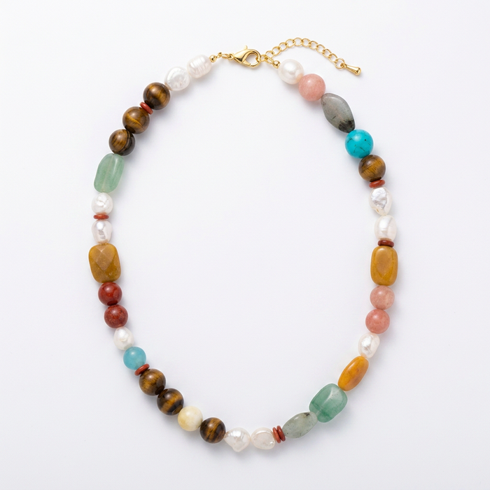 Eclectic Gemstone & Pearl Necklace