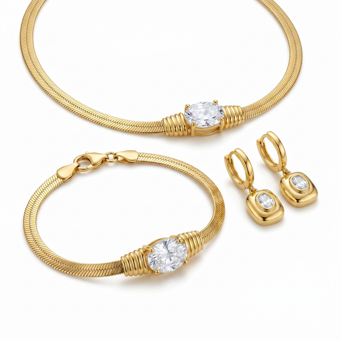 Solid Aura Necklace, Bracelet & Earring Set