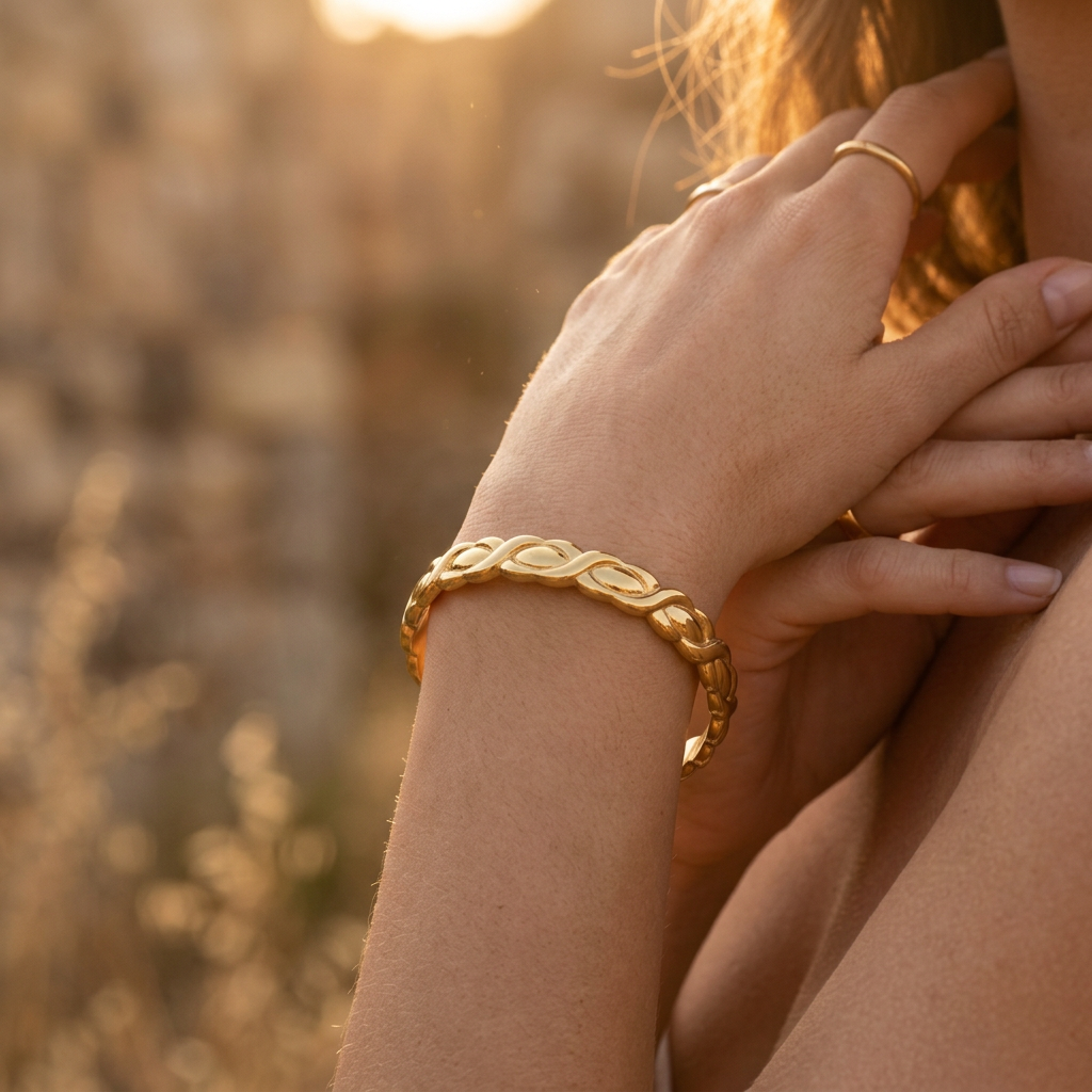 Woven Gold Bangle