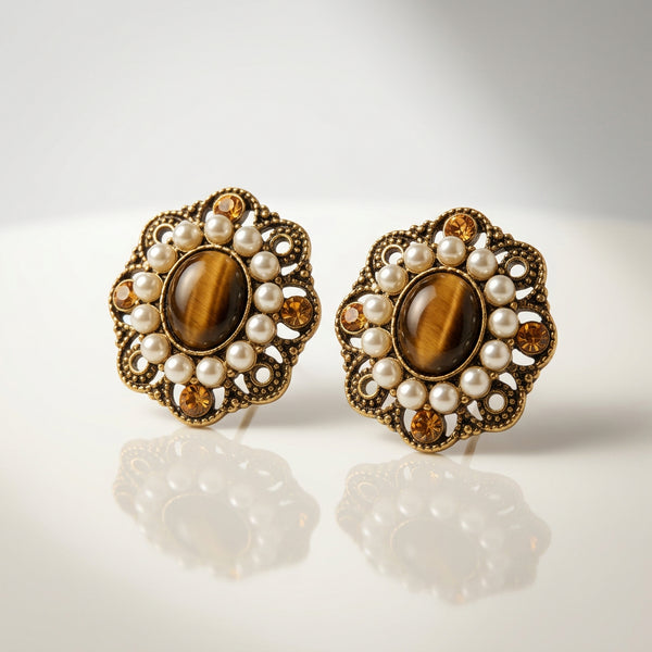 Tigers Amber Studs