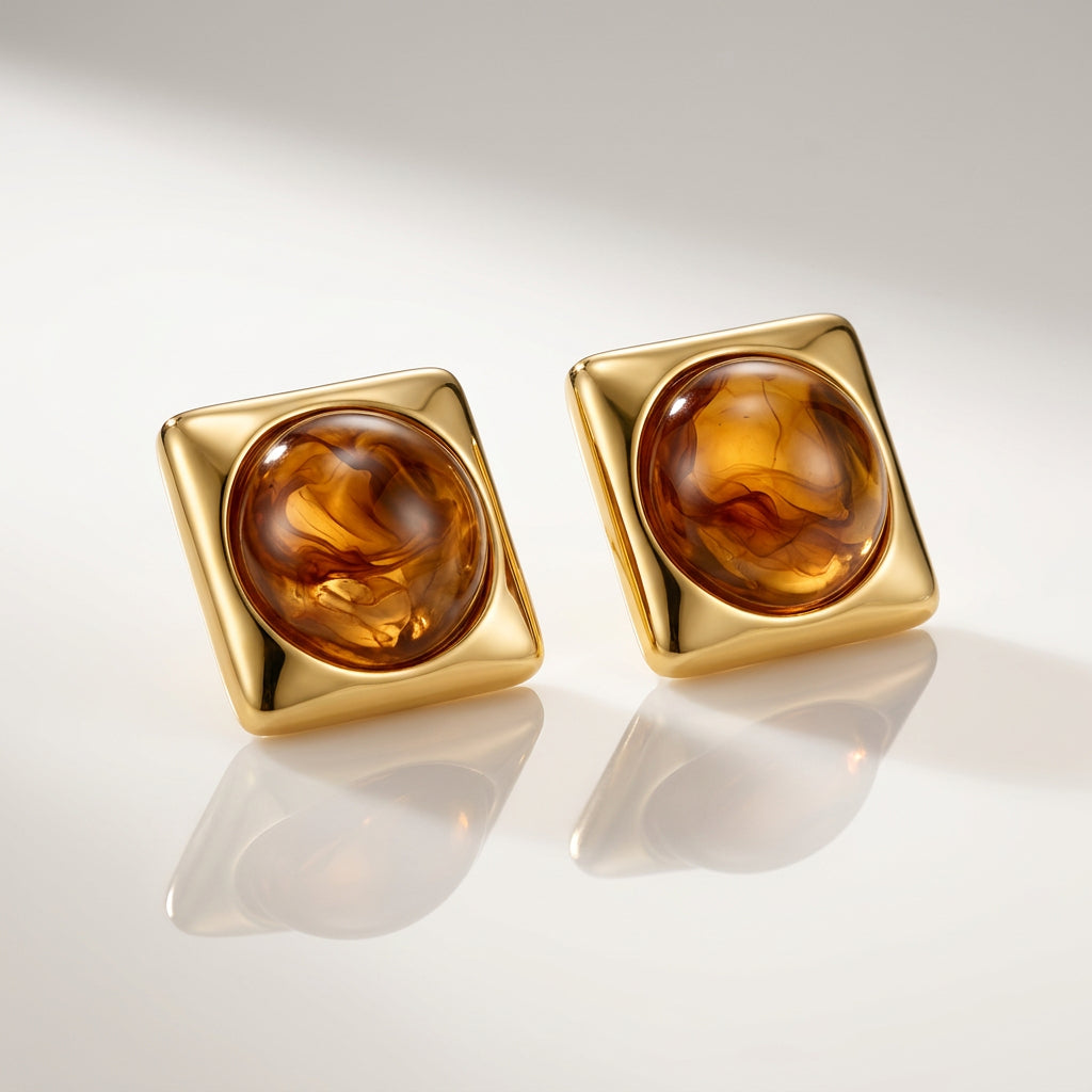 Tigers Amber Studs