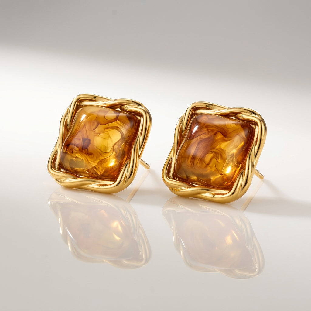 Tigers Amber Studs
