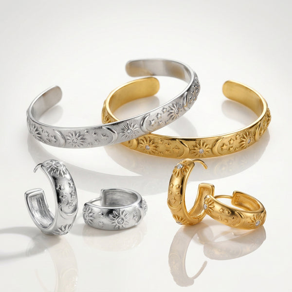 Paved Heritage Bangle & Earring Set