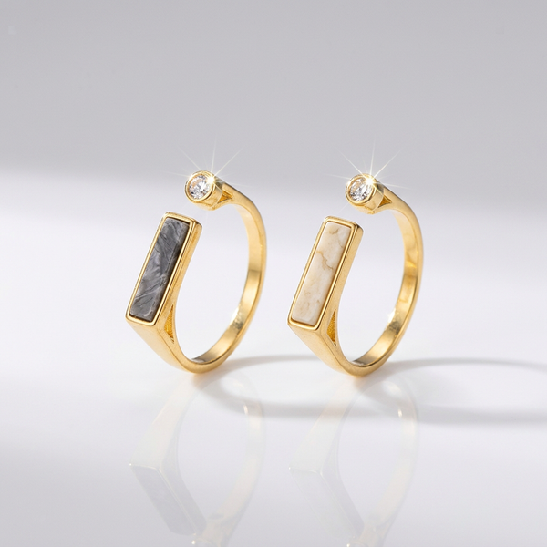 Modern Slate Ring studio shot, cream and grey